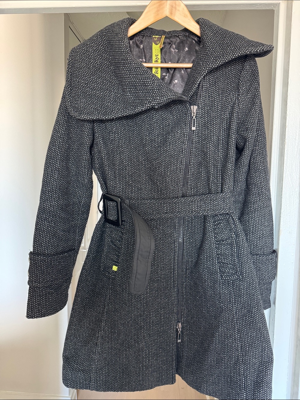 Soia & Kyo Charcoal Belted Trench Coat